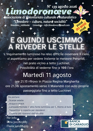 E QUINDI USCIMMO A RIVEDER LE STELLE
martedì 11 agosto 2026