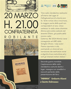 presentazione del libro "Mimma" 
venerdì 20 marzo ore 21:00